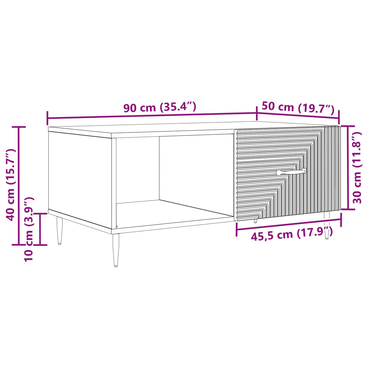 Kava Stol Bijela 90 x 50 x 40 cm Konstruirano drvo