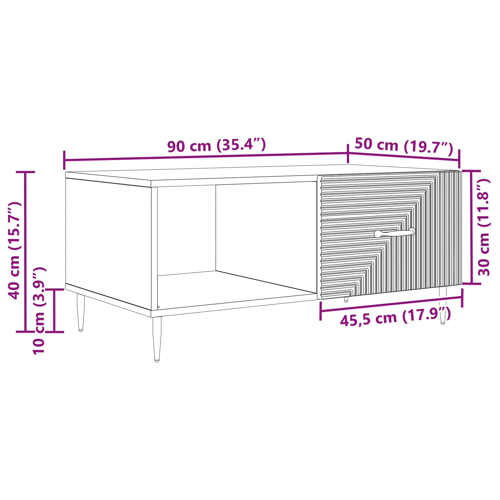 Kava Stol Hrast sonoma 90 x 50 x 40 cm Konstruirano drvo