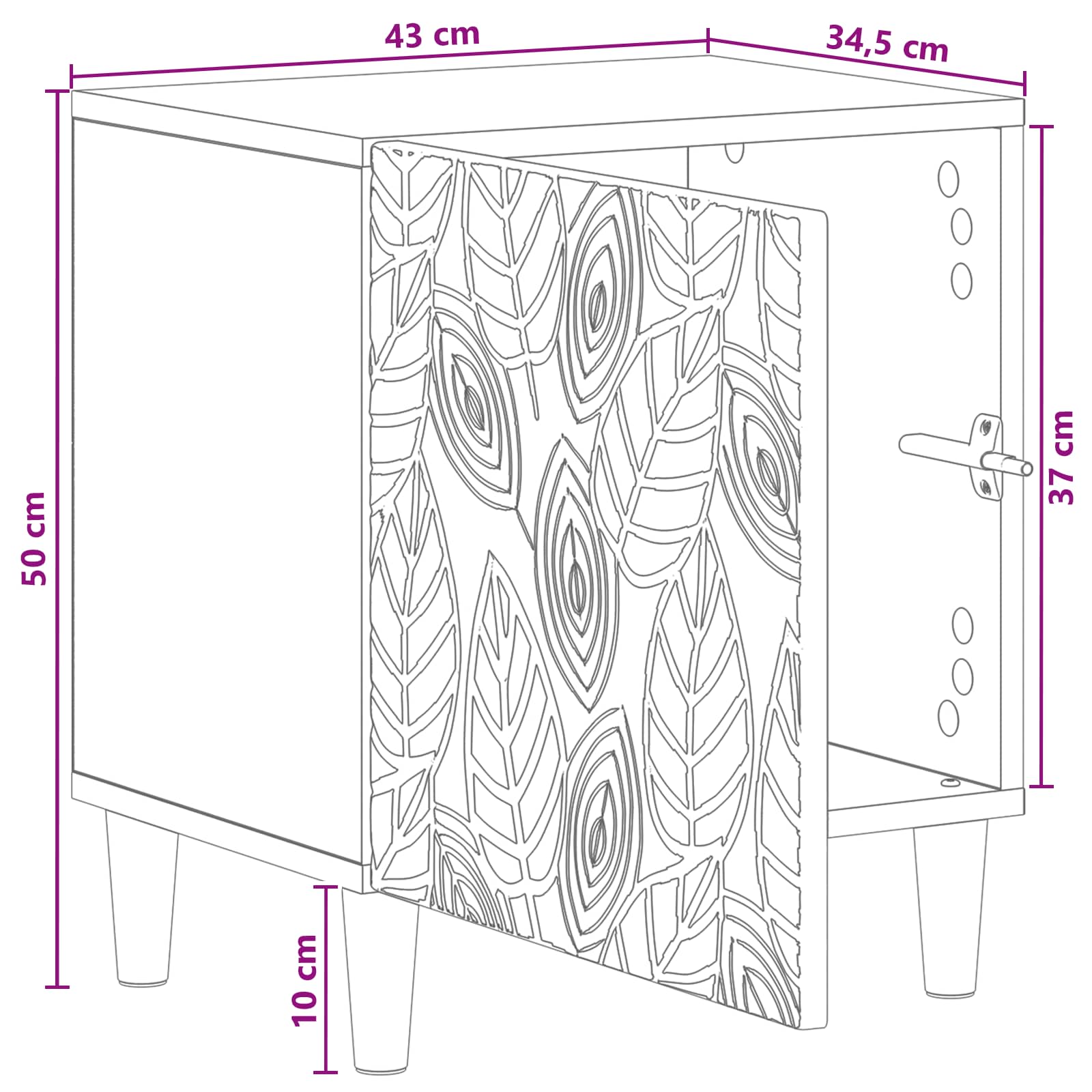 Noćni ormarić 2 pcs Crna 43 x 34,5 x 50 cm Konstruirano drvo