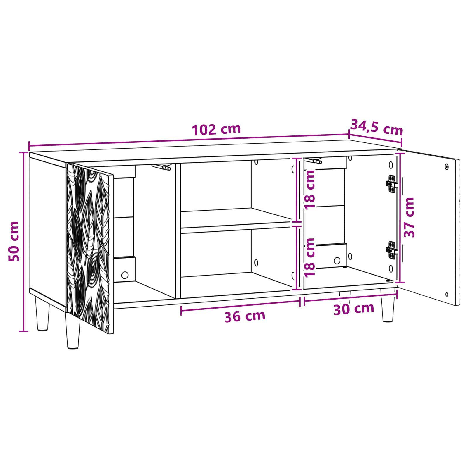 TV ormar 102 x 34,5 x 50 cm Betonska siva Konstruirano drvo