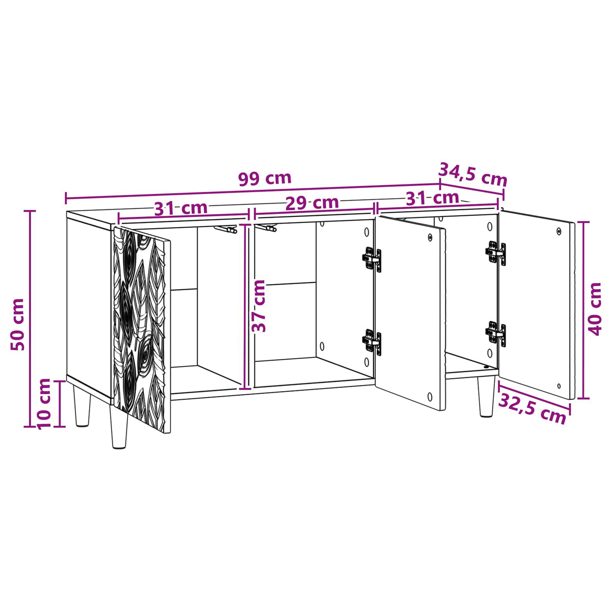 TV ormar 99 x 34,5 x 50 cm Hrast sonoma Konstruirano drvo