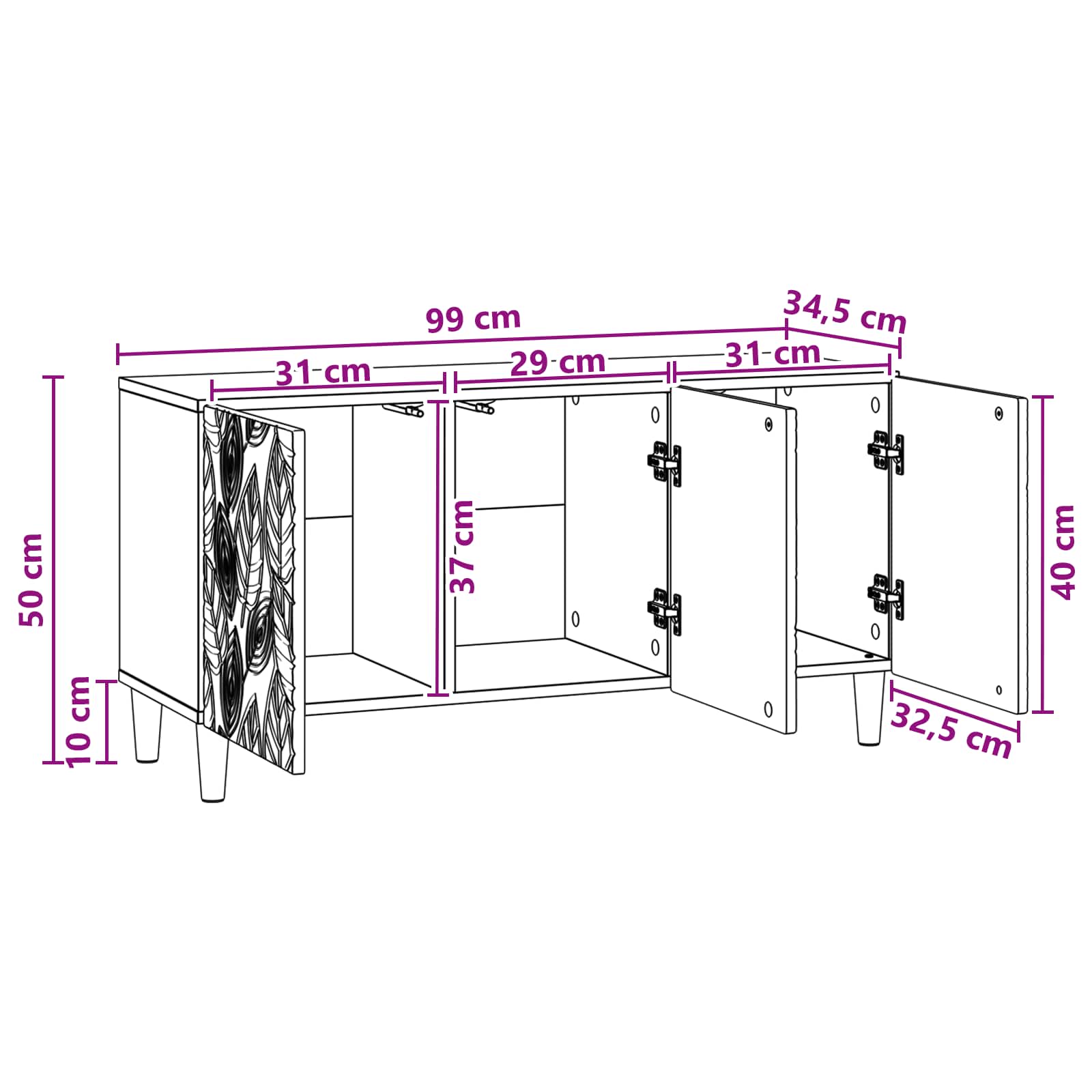TV ormar 99 x 34,5 x 50 cm Bijela visokog sjaja