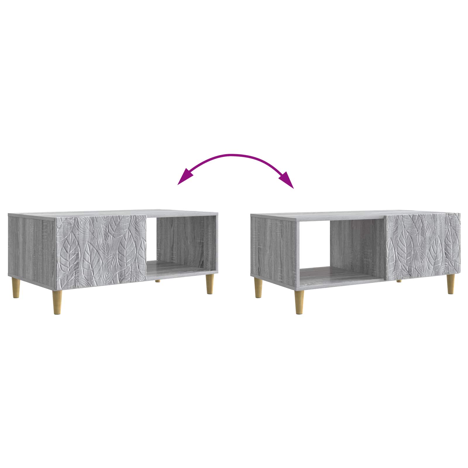 Kava Stol Siva Sonoma 90 x 50 x 40 cm Konstruirano drvo