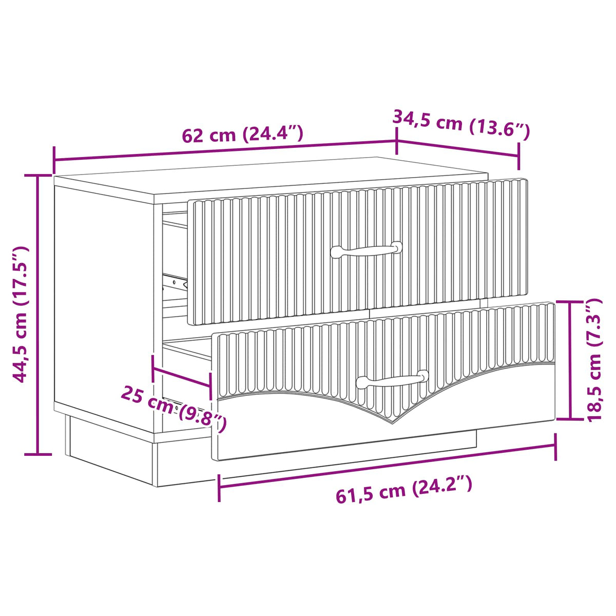 Noćni ormar Hrast sonoma 62 x 34,5 x 44,5 cm Konstruirano drvo