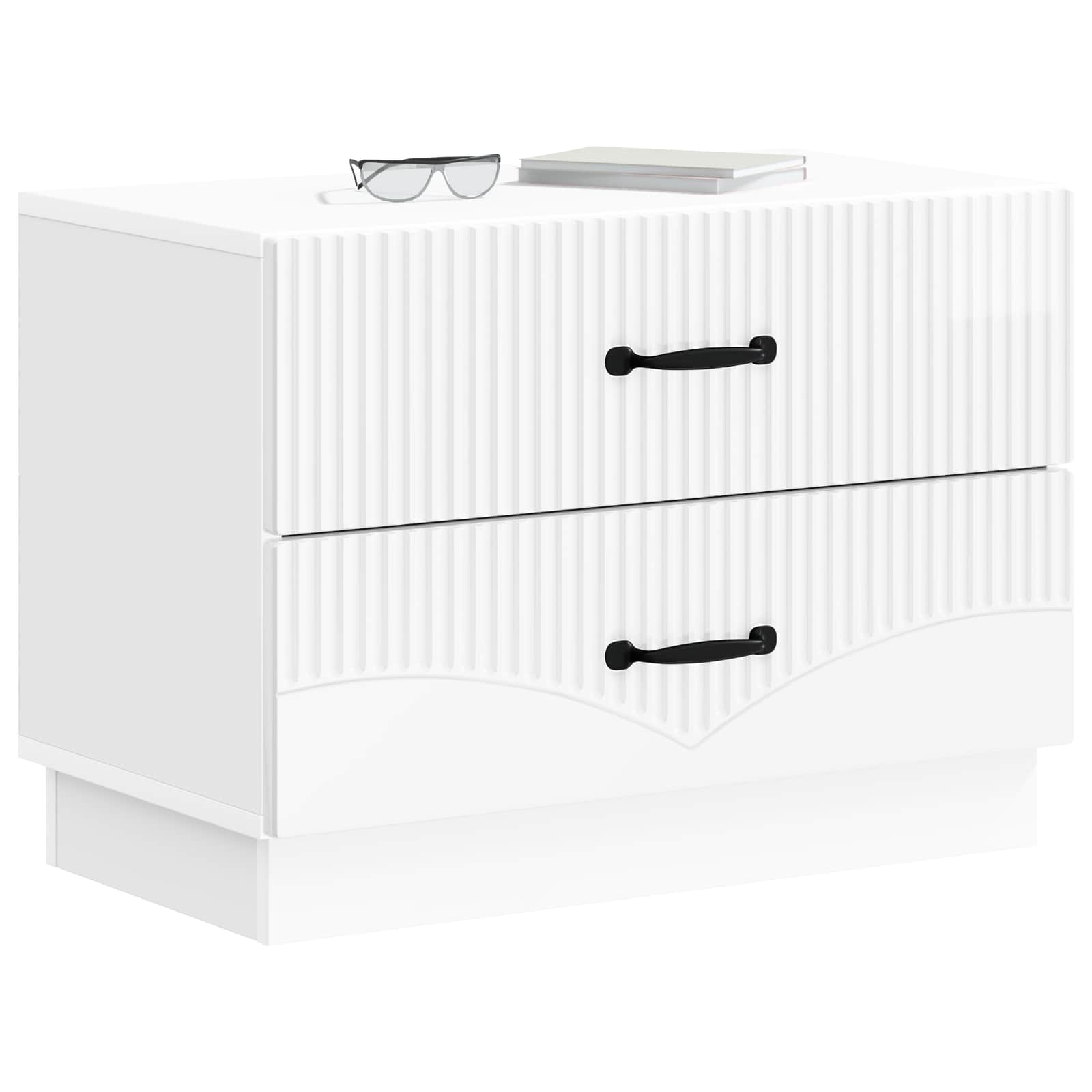 Noćni ormar s ladicama Bijela visokog sjaja 62 x 34,5 x 44,5 cm