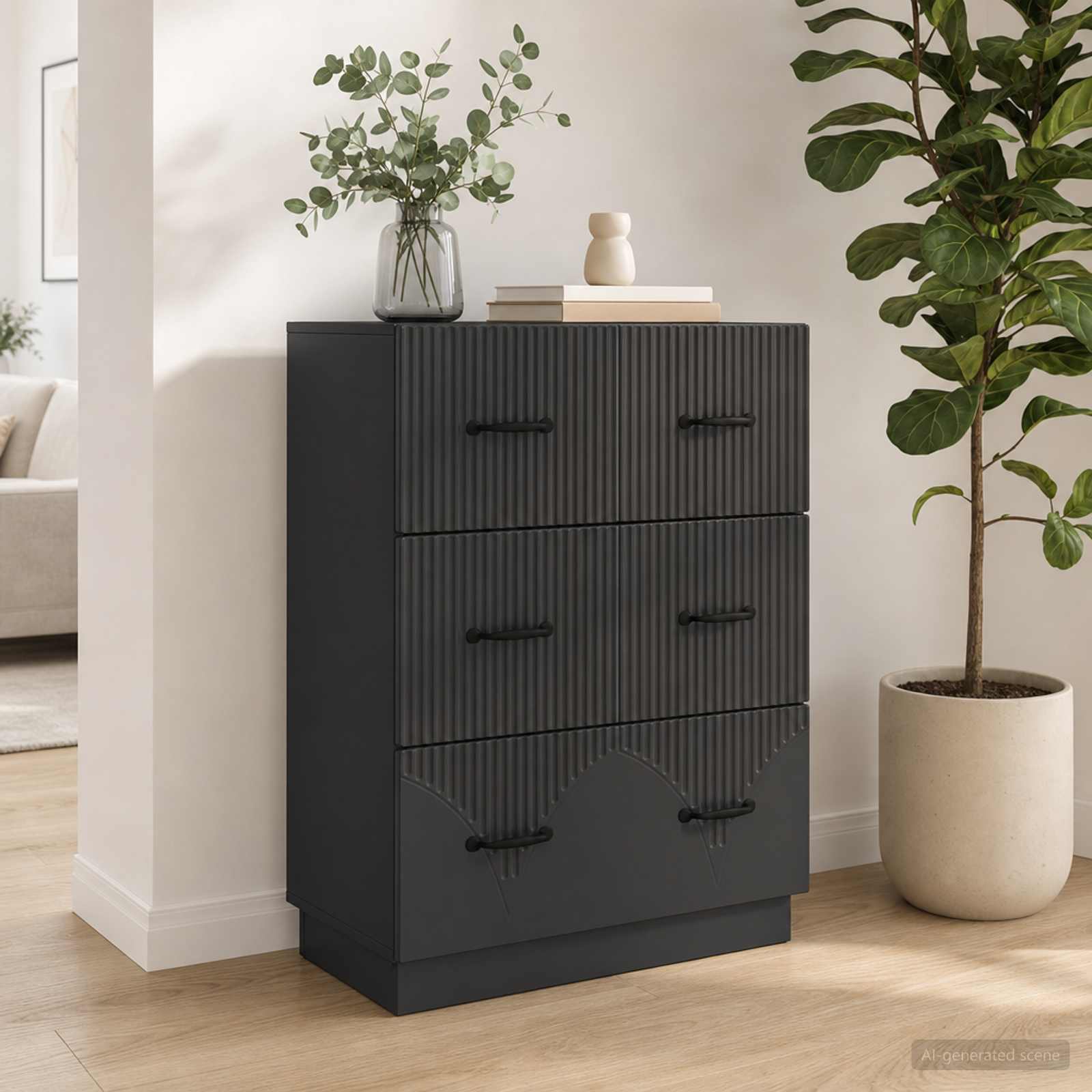 Ormar s ladicama Crna 66 x 34,5 x 87 cm Konstruirano drvo