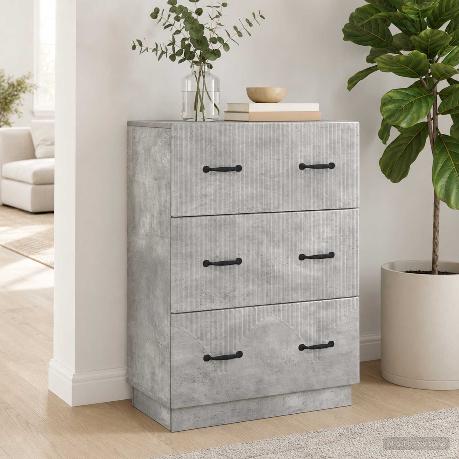 Ormar s ladicama Betonska siva 66 x 34,5 x 87 cm