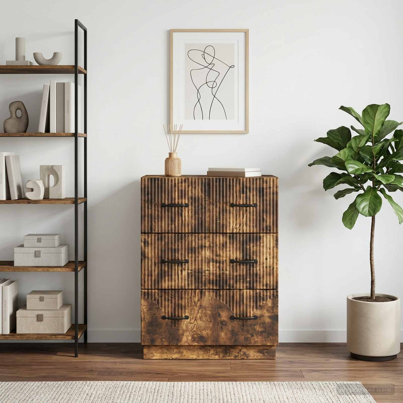 Ormar s ladicama Dimljeni hrast 66 x 34,5 x 87 cm