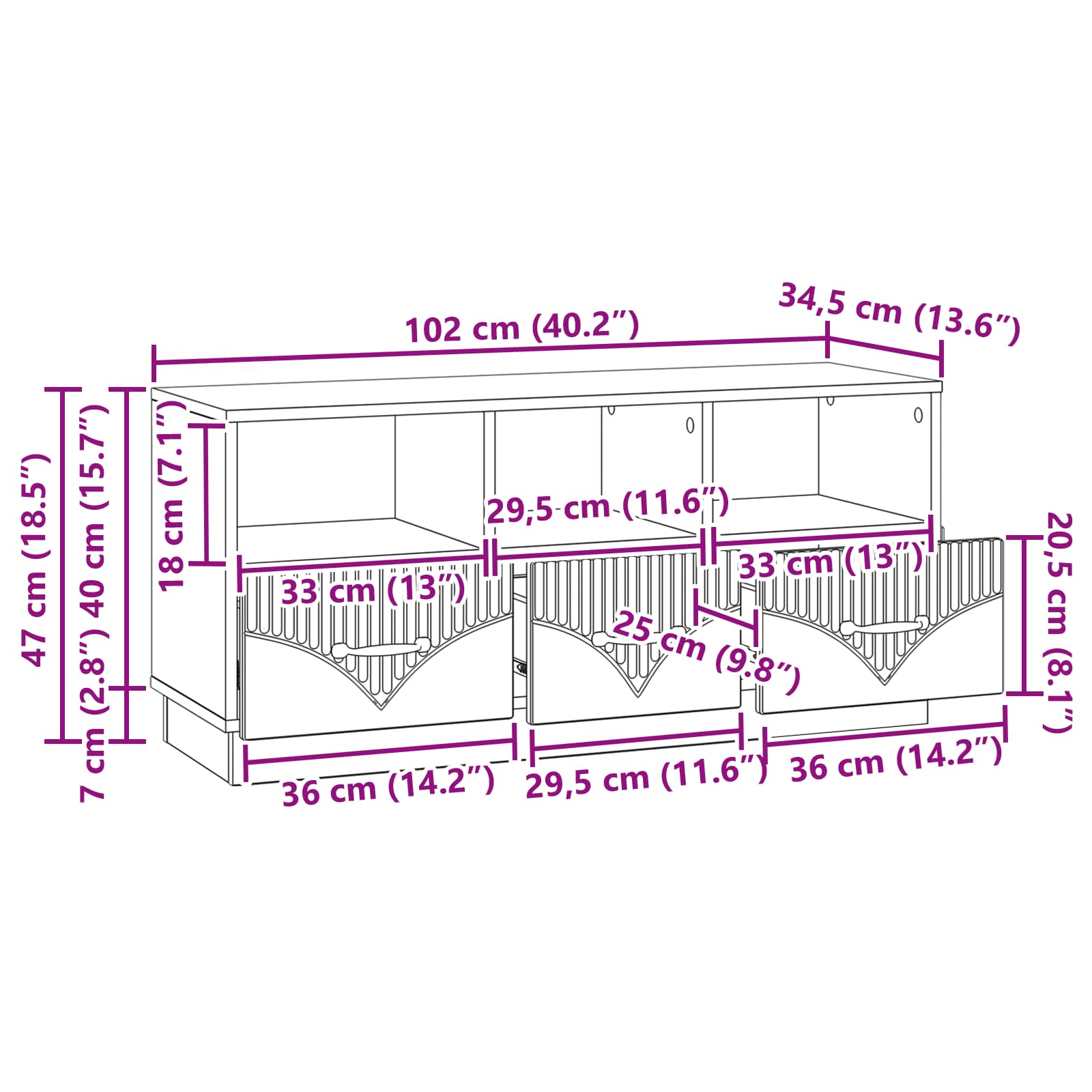 TV ormar Siva sonoma 102 x 34,5 x 47 cm Konstruirano drvo