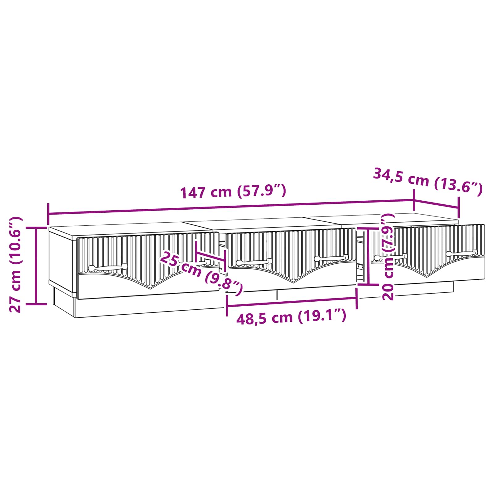 TV ormar Siva sonoma 147 x 34,5 x 27 cm Konstruirano drvo