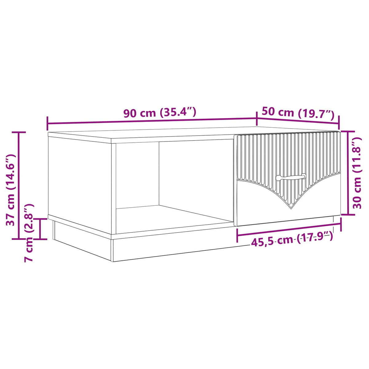 Kava Stol Hrast sonoma 90 x 50 x 37 cm Konstruirano drvo
