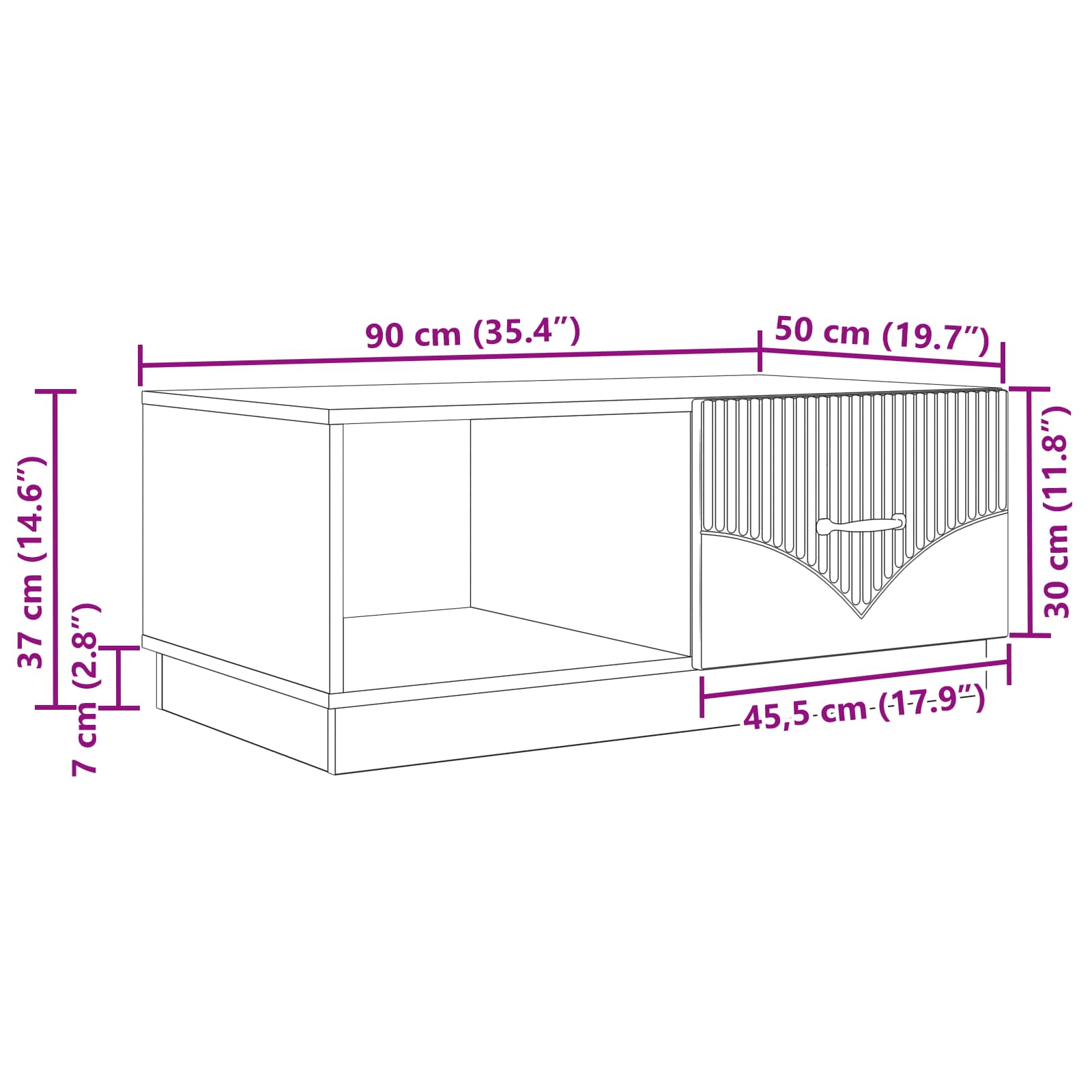 Kava Stol Hrast sonoma 90 x 50 x 37 cm Konstruirano drvo