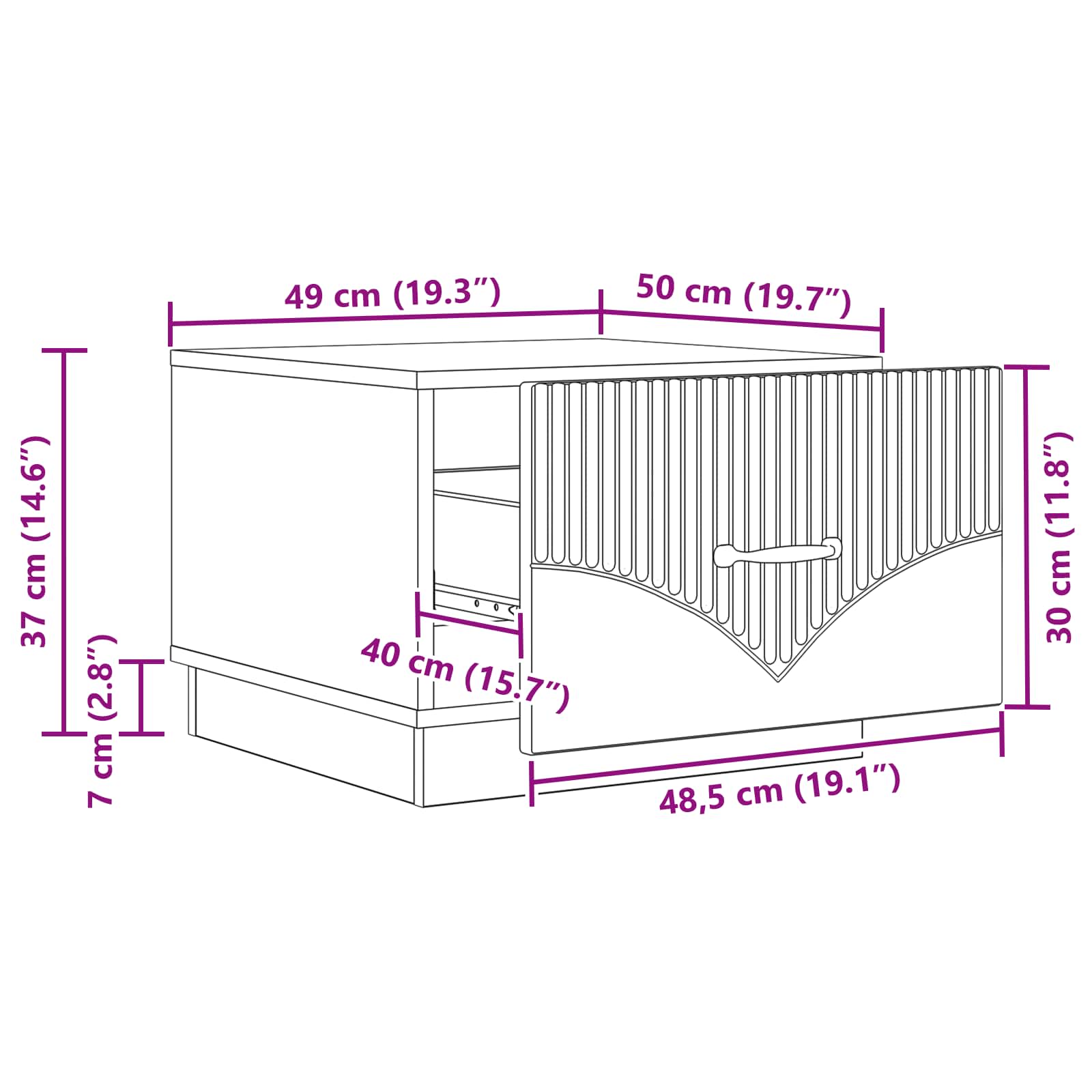 Kava Stol s ladicama Crna 49 x 50 x 37 cm Konstruirano drvo