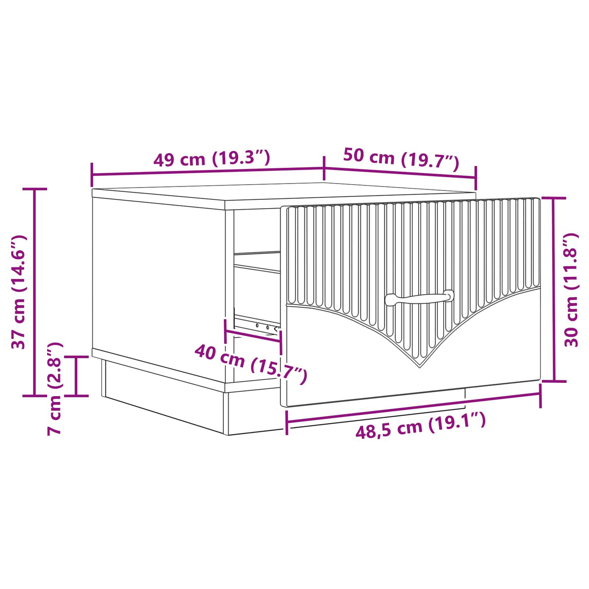 Kava Stol Staro drvo 49 x 50 x 37 cm Konstruirano drvo