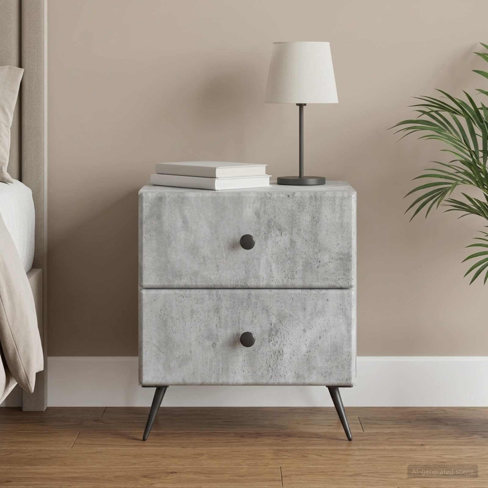 Noćni ormar Betonska siva 43 x 34,5 x 47,5 cm Konstruirano drvo