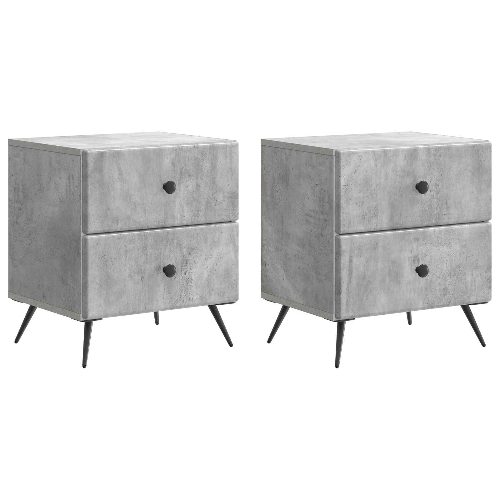 Noćni ormar s ladicama 2 pcs Betonska siva 43 x 34,5 x 47,5 cm