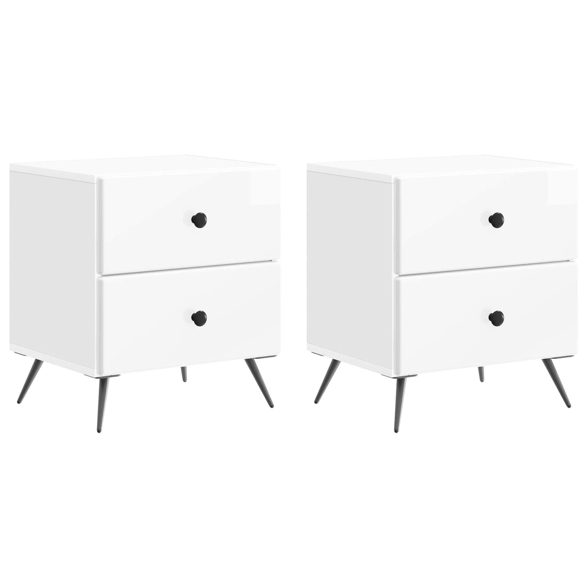 Noćni ormar 2 pcs Bijela visokog sjaja 43 x 34,5 x 47,5 cm