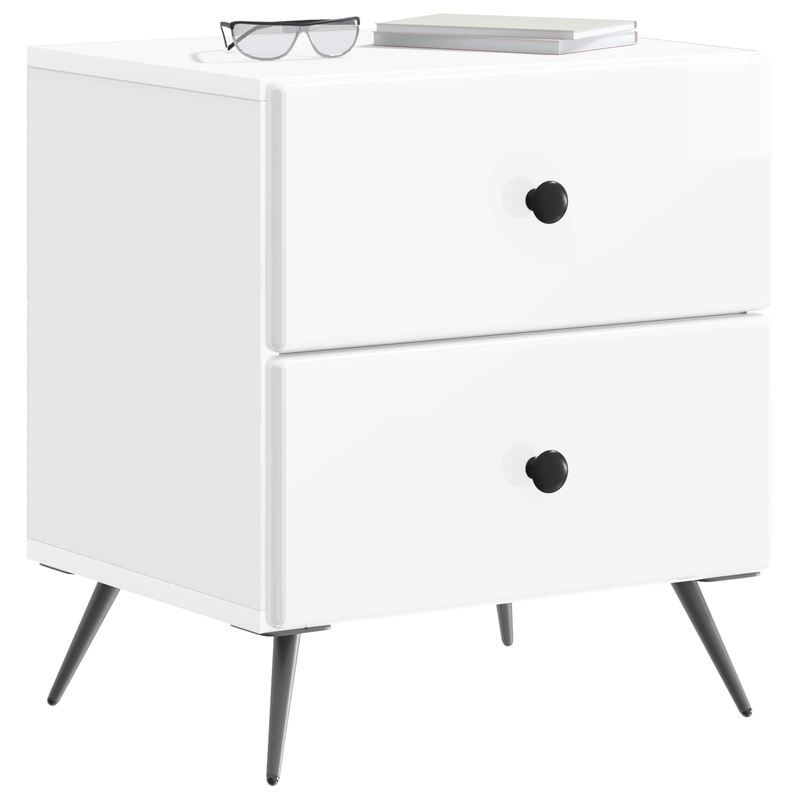 Noćni ormar 2 pcs Bijela visokog sjaja 43 x 34,5 x 47,5 cm