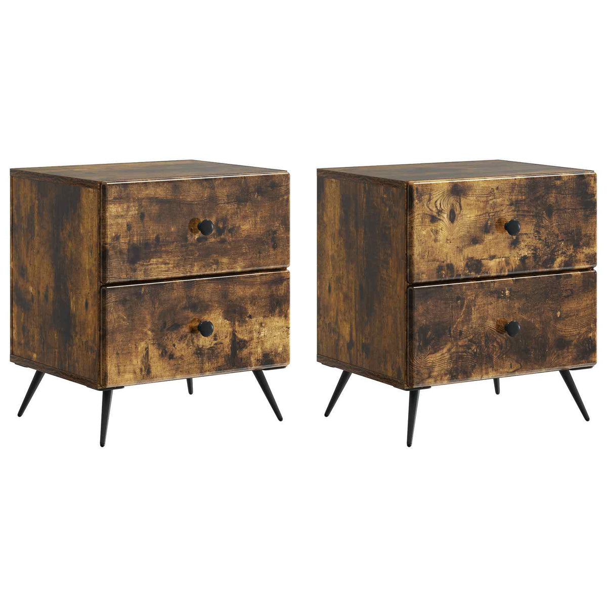 Noćni ormar s ladicama 2 pcs Dimljeni hrast 43 x 34,5 x 47,5 cm