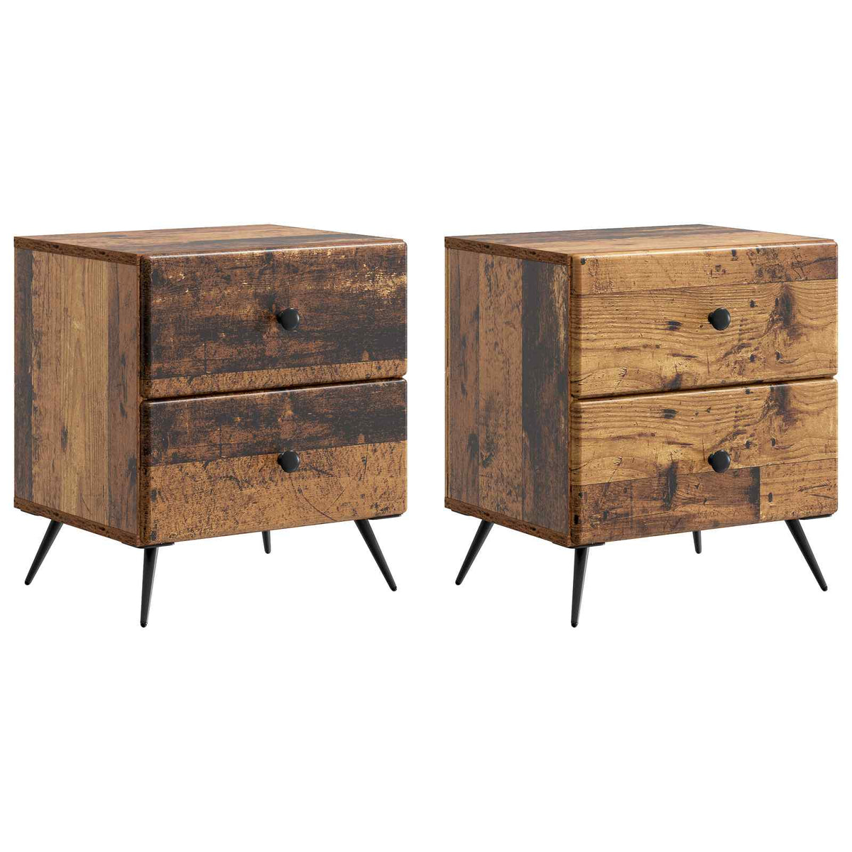 Noćni ormar s ladicama 2 pcs Staro drvo 43 x 34,5 x 47,5 cm