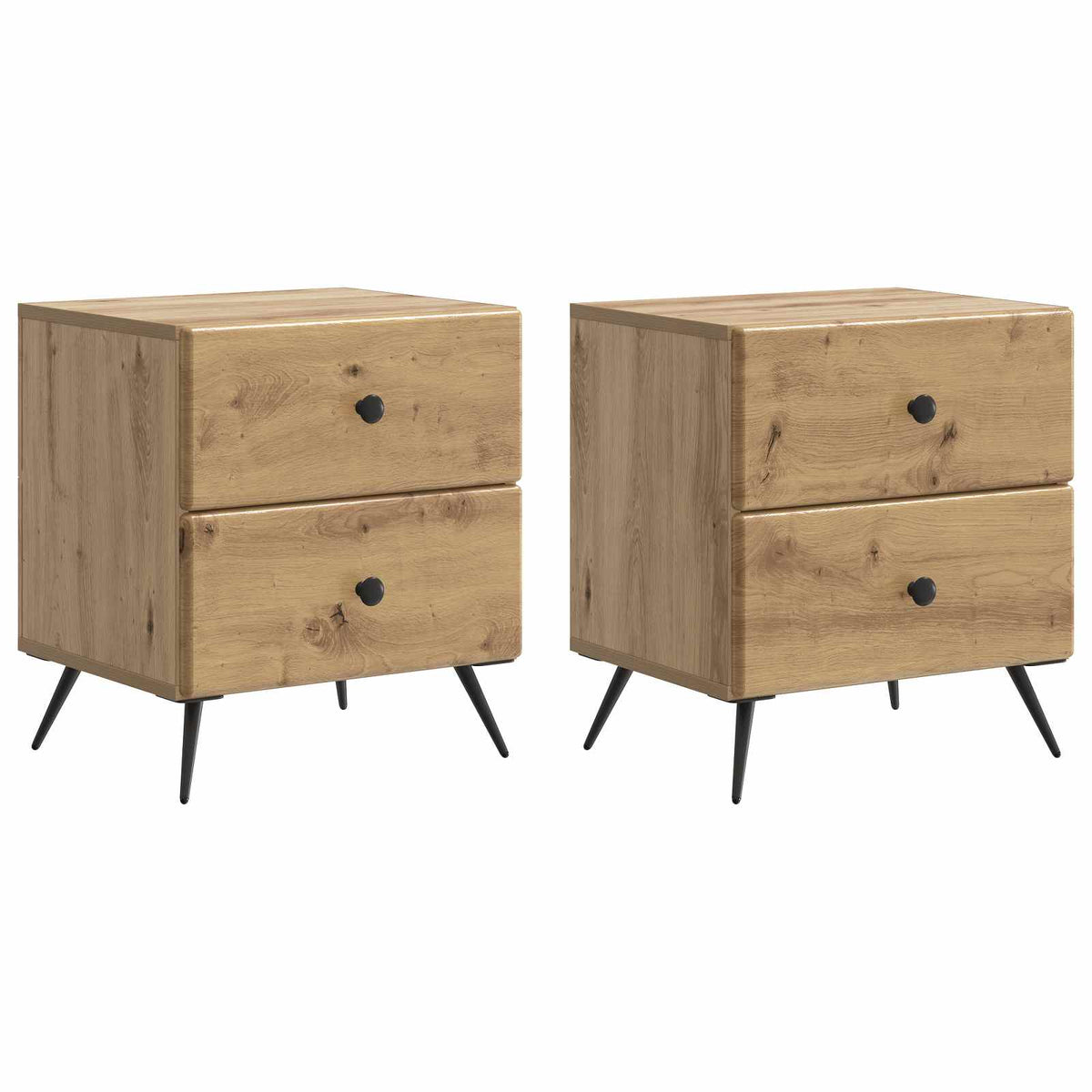 Noćni ormar s ladicama 2 pcs Hrast artisan 43 x 34,5 x 47,5 cm