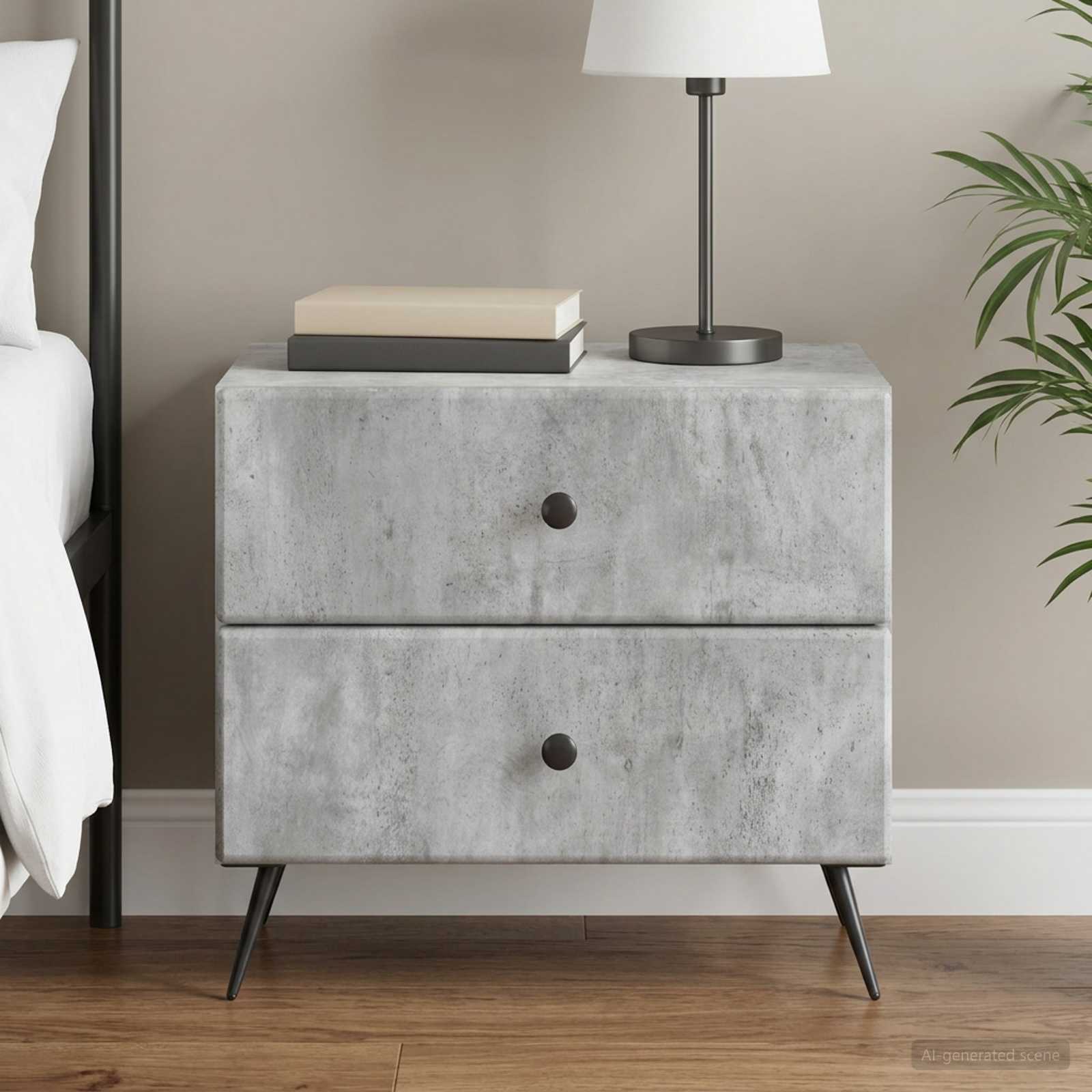 Noćni ormar Betonska siva 62 x 34,5 x 47,5 cm Konstruirano drvo