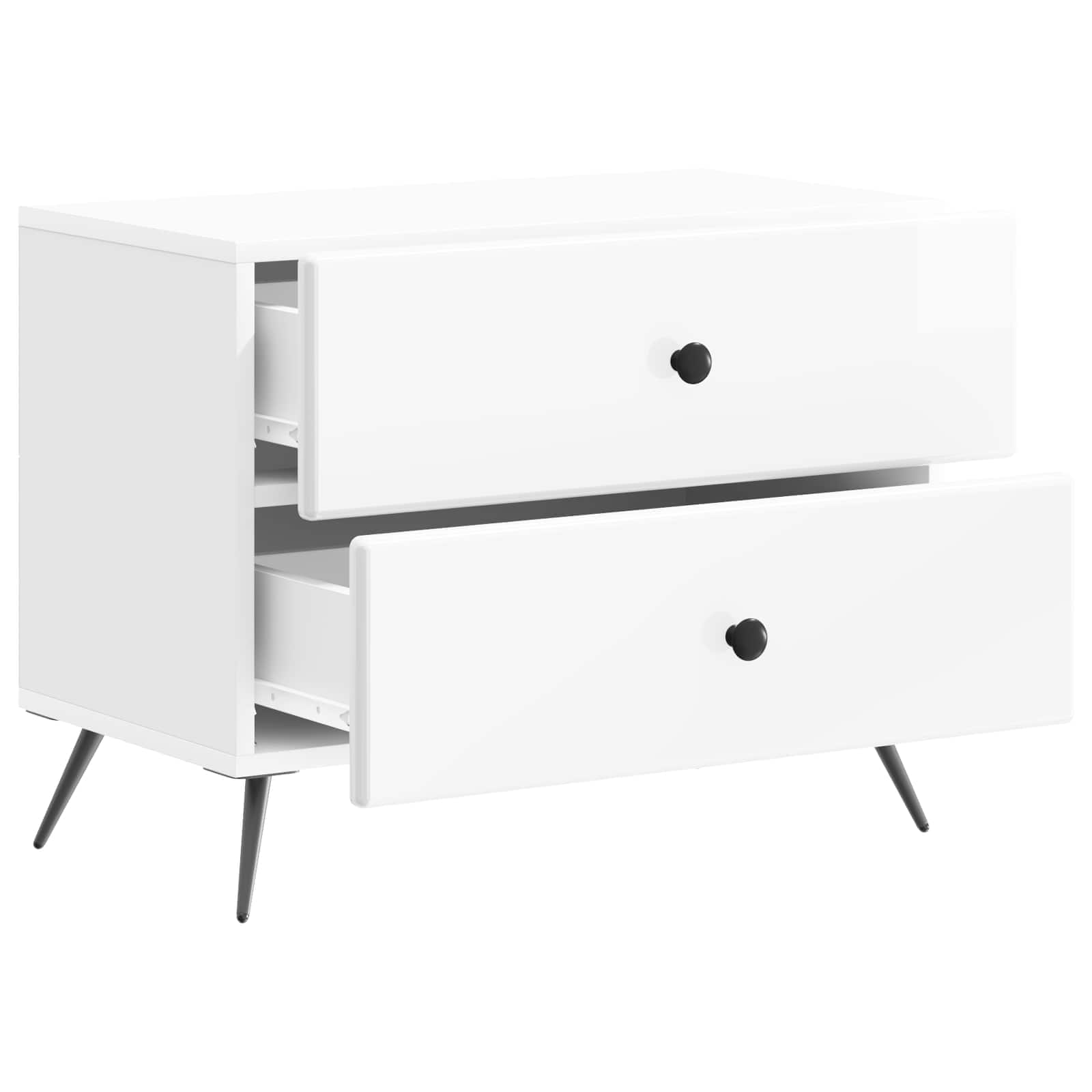 Noćni ormar s ladicama Bijela visokog sjaja 62 x 34,5 x 47,5 cm