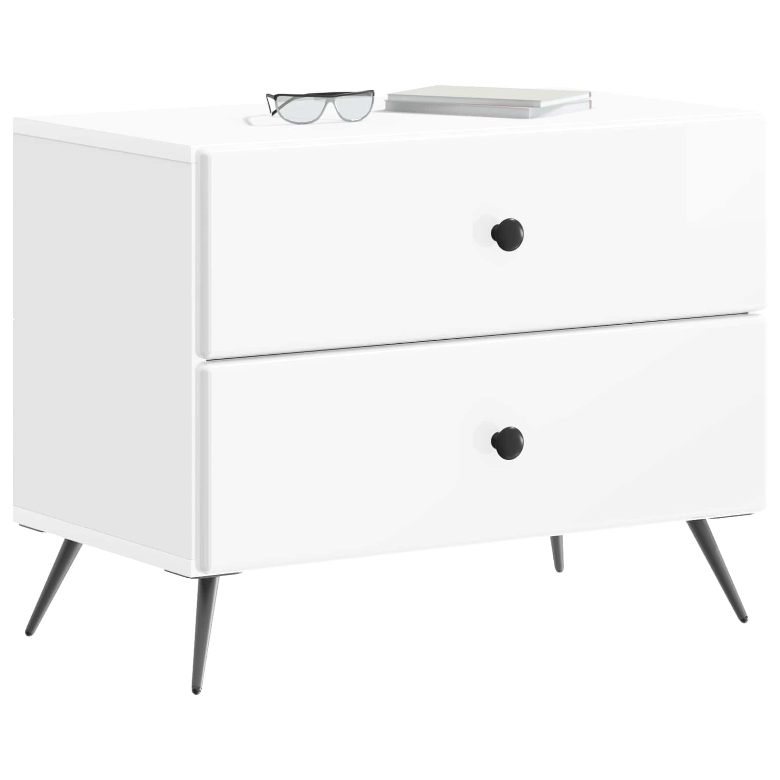 Noćni ormar s ladicama Bijela visokog sjaja 62 x 34,5 x 47,5 cm
