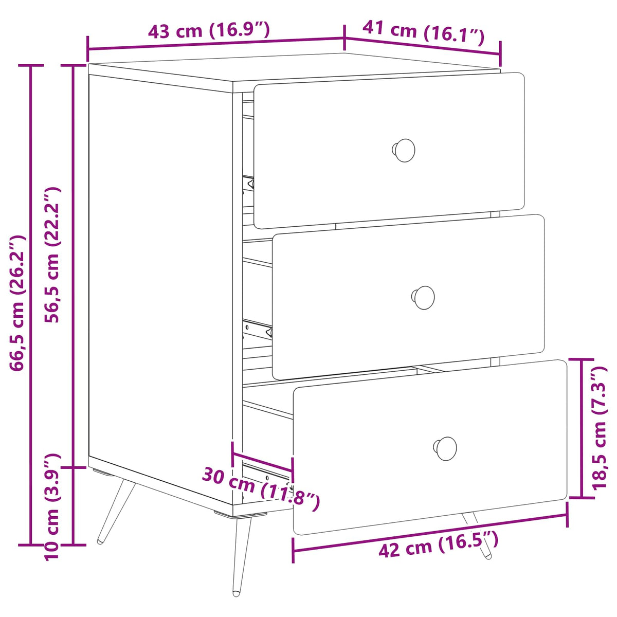 Noćni ormar Siva sonoma 43 x 41 x 66,5 cm Konstruirano drvo
