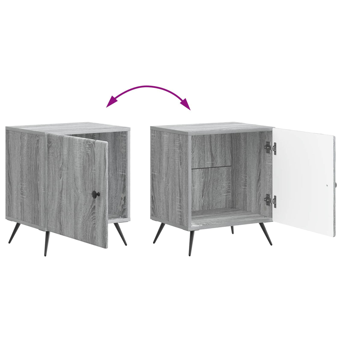 Noćni ormar 2 pcs Siva sonoma 43 x 34,5 x 50 cm