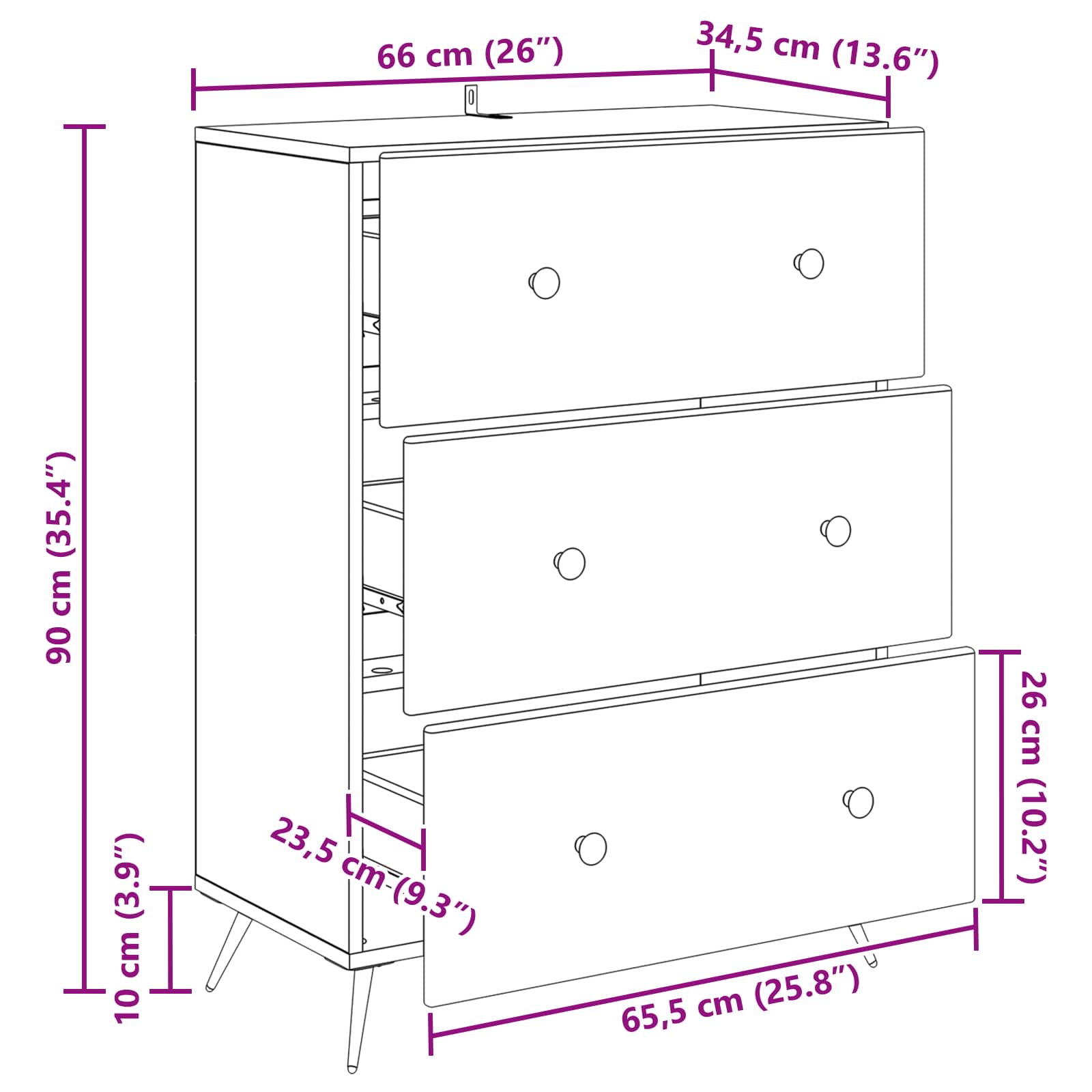 Ormar s ladicama Betonska siva 66 x 34,5 x 90 cm