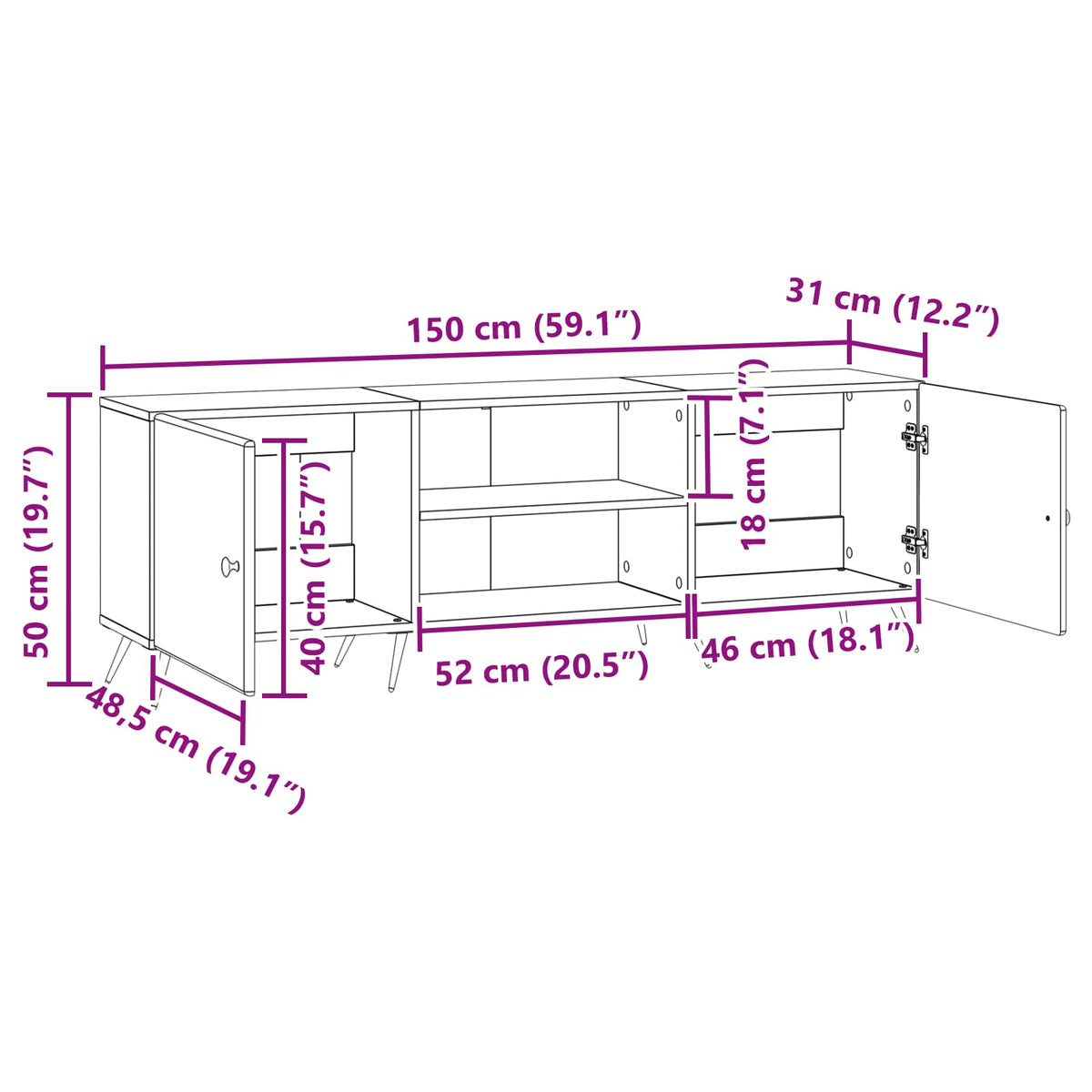 TV ormar Bijela visokog sjaja 150 x 31 x 50 cm