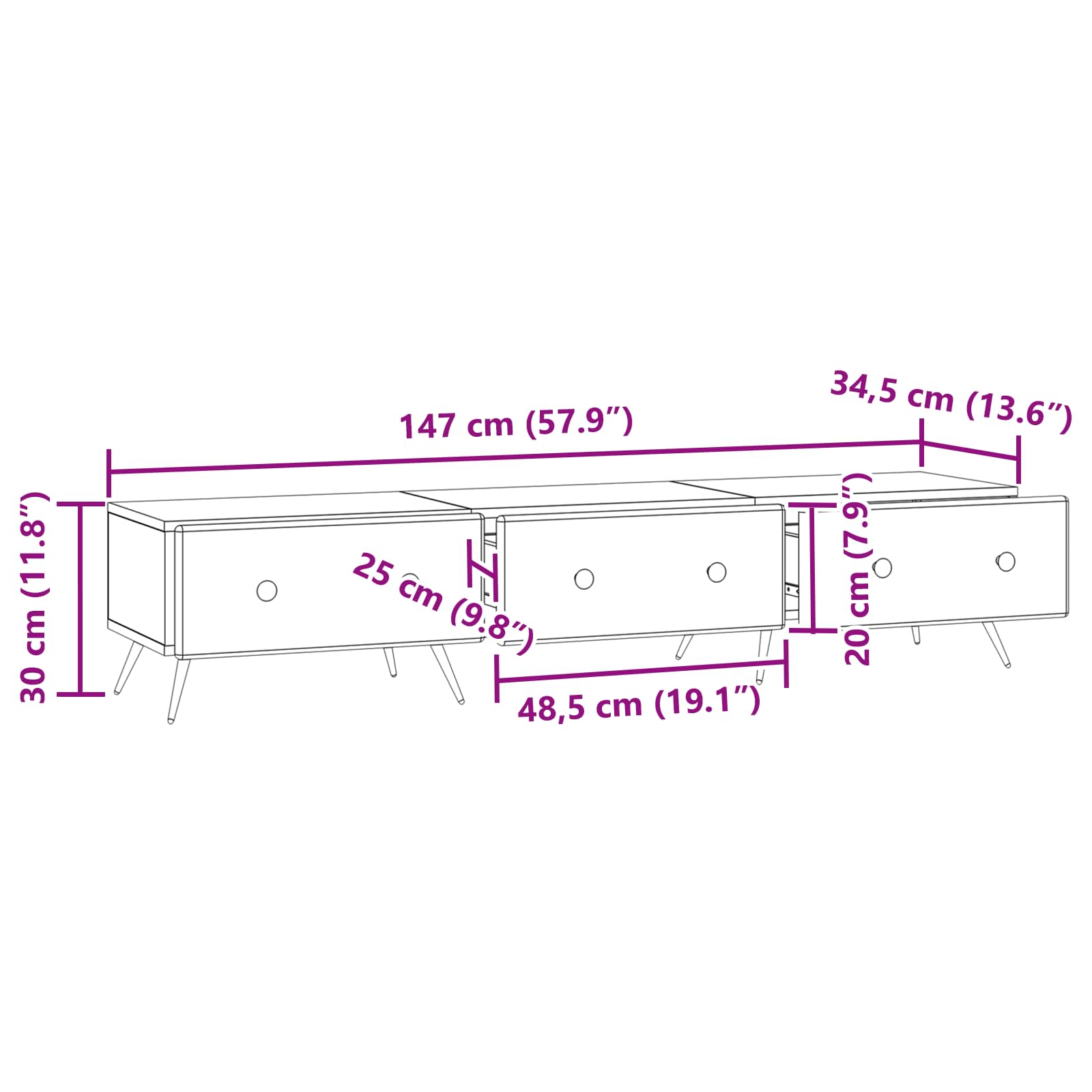 TV ormar Siva sonoma 147 x 34,5 x 30 cm Konstruirano drvo