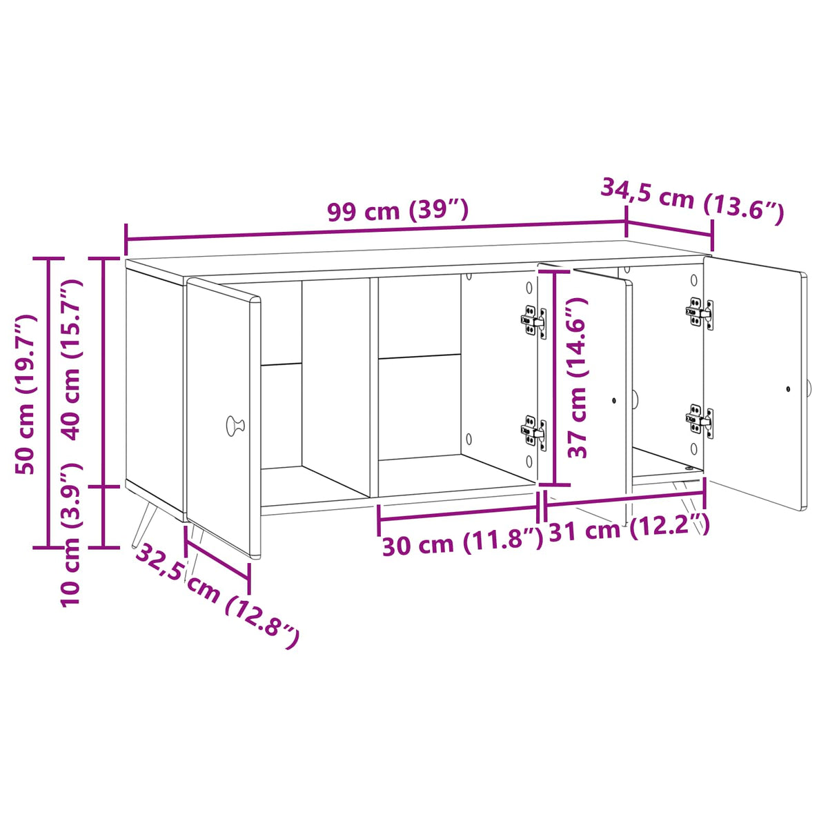 TV ormar Crna 99 x 34,5 x 50 cm Konstruirano drvo