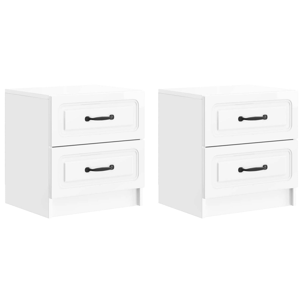 Noćni ormar 2 pcs Bijela visokog sjaja 43 x 34,5 x 44,5 cm