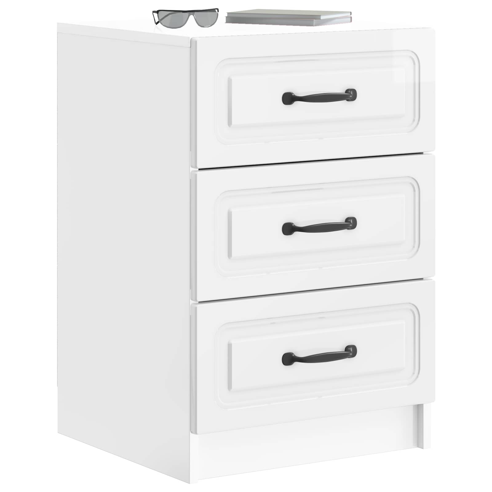 Noćni ormar s ladicama Bijela visokog sjaja 43 x 41 x 63,5 cm