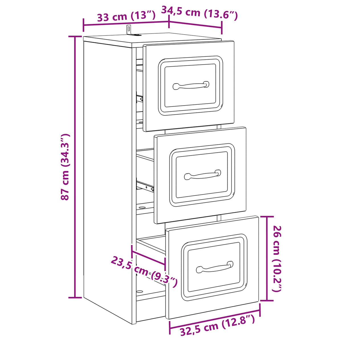 Ormar s ladicama Staro drvo 33 x 34,5 x 87 cm Konstruirano drvo