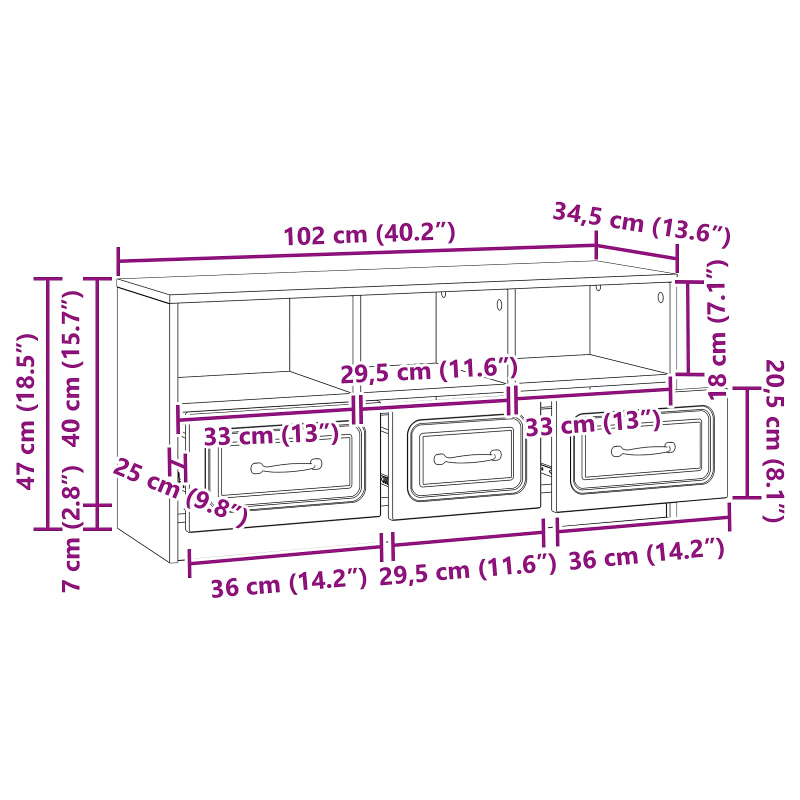 TV ormar Hrast artisan 102 x 34,5 x 47 cm Konstruirano drvo