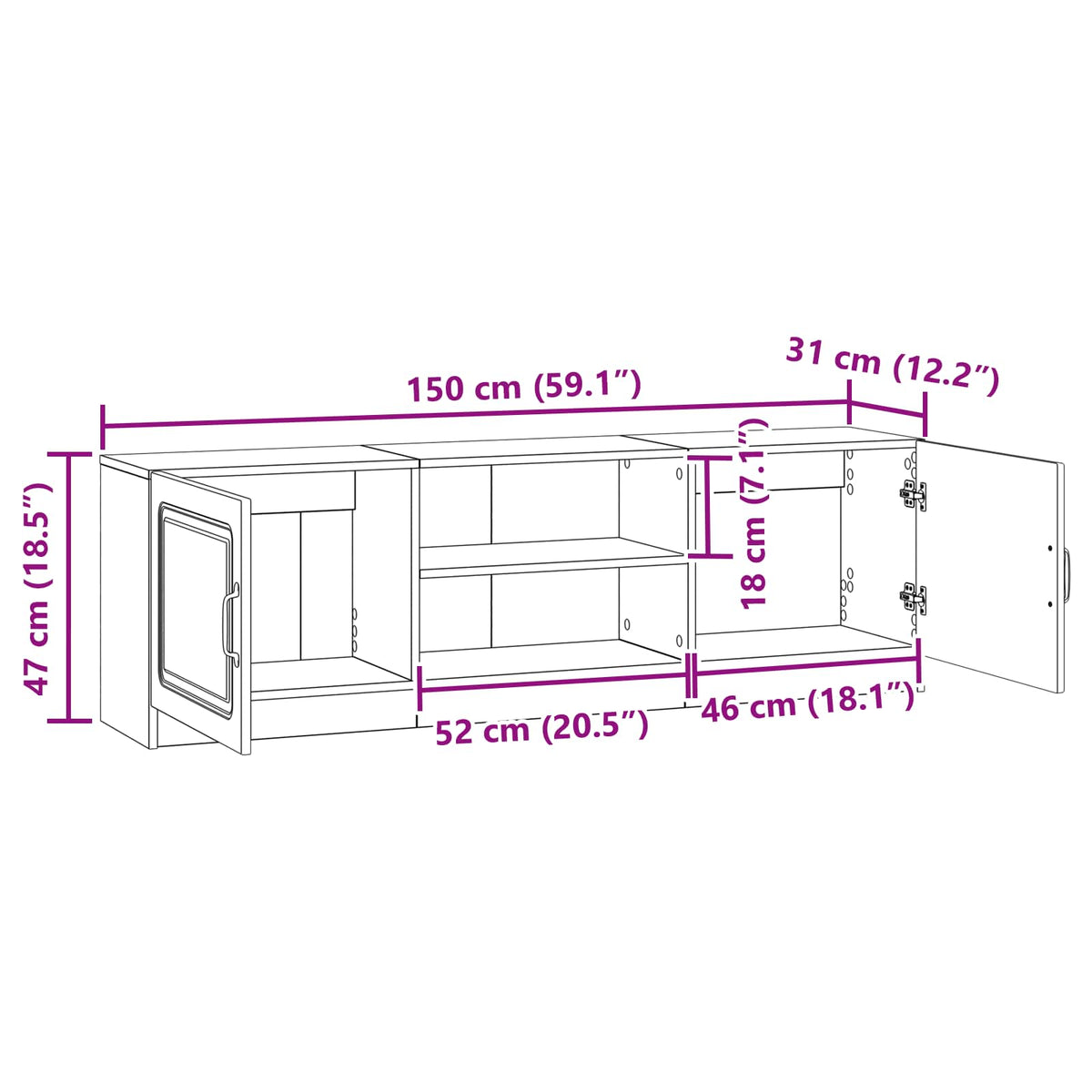 TV ormar Siva sonoma 150 x 31 x 47 cm Konstruirano drvo