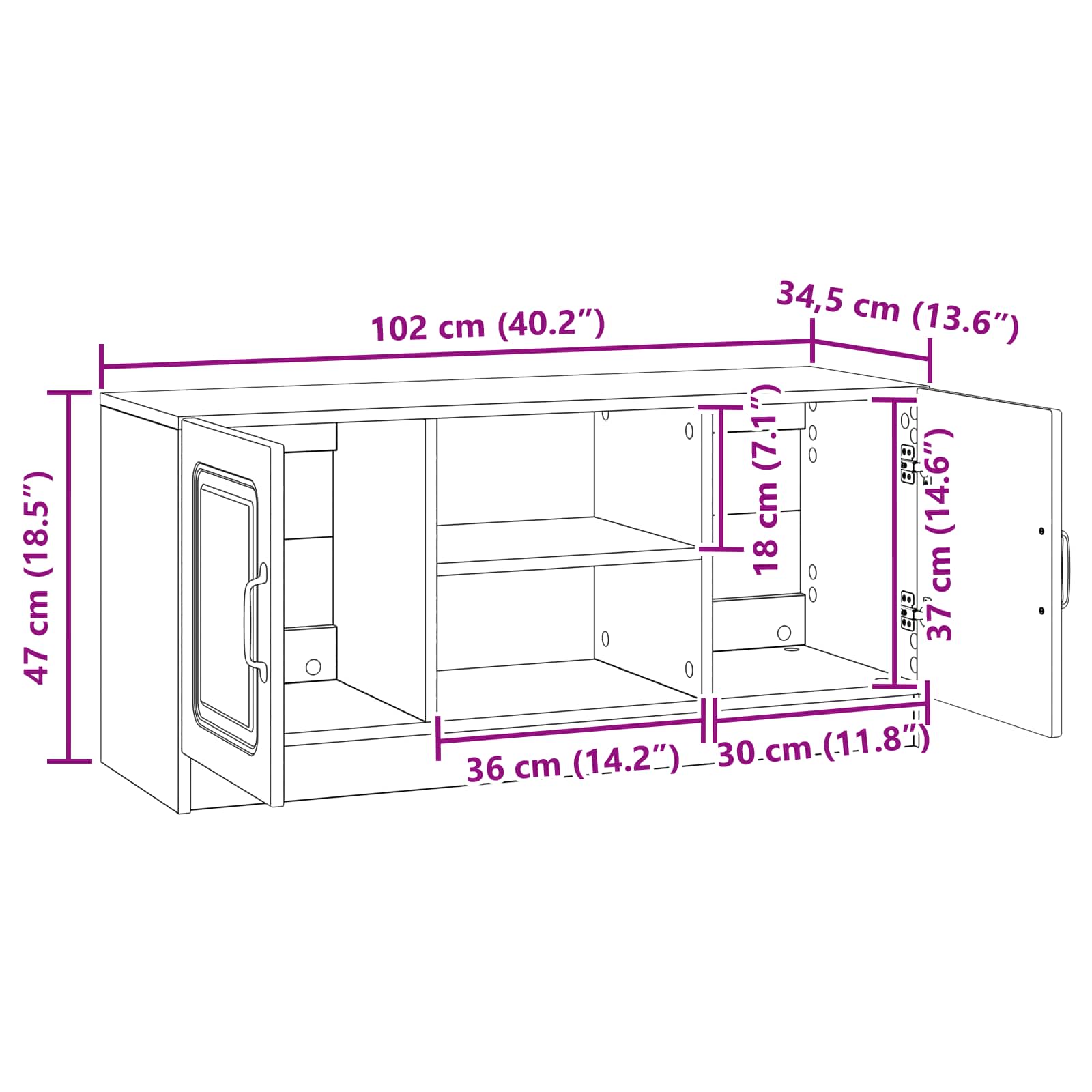 TV ormar Crna 102 x 34,5 x 47 cm Konstruirano drvo