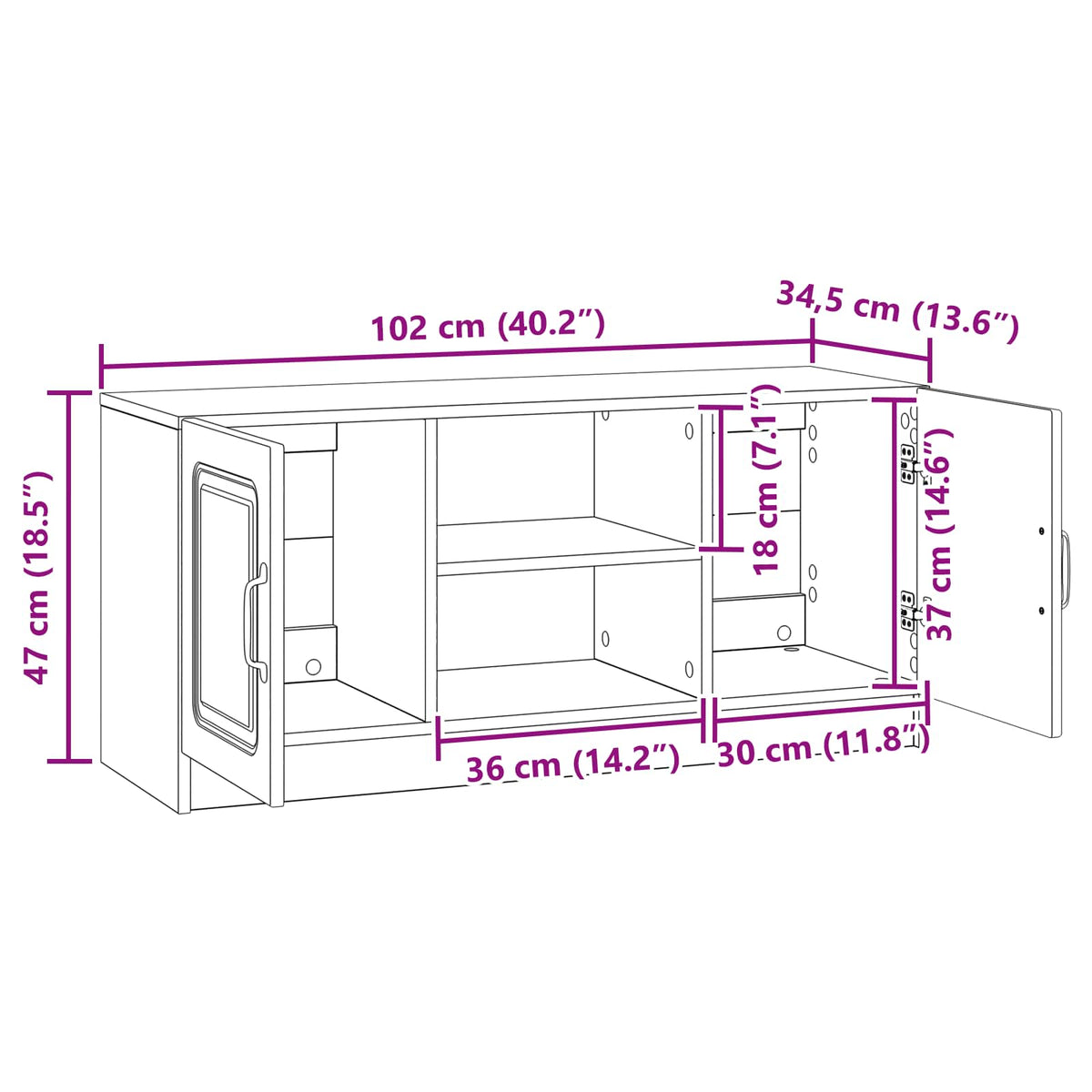 TV ormar Hrast sonoma 102 x 34,5 x 47 cm Konstruirano drvo