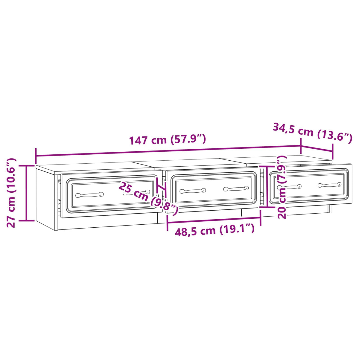 TV ormar Staro drvo 147 x 34,5 x 27 cm Konstruirano drvo