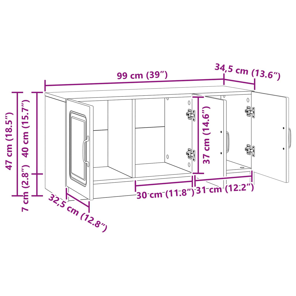 TV ormar Siva sonoma 99 x 34,5 x 47 cm Konstruirano drvo