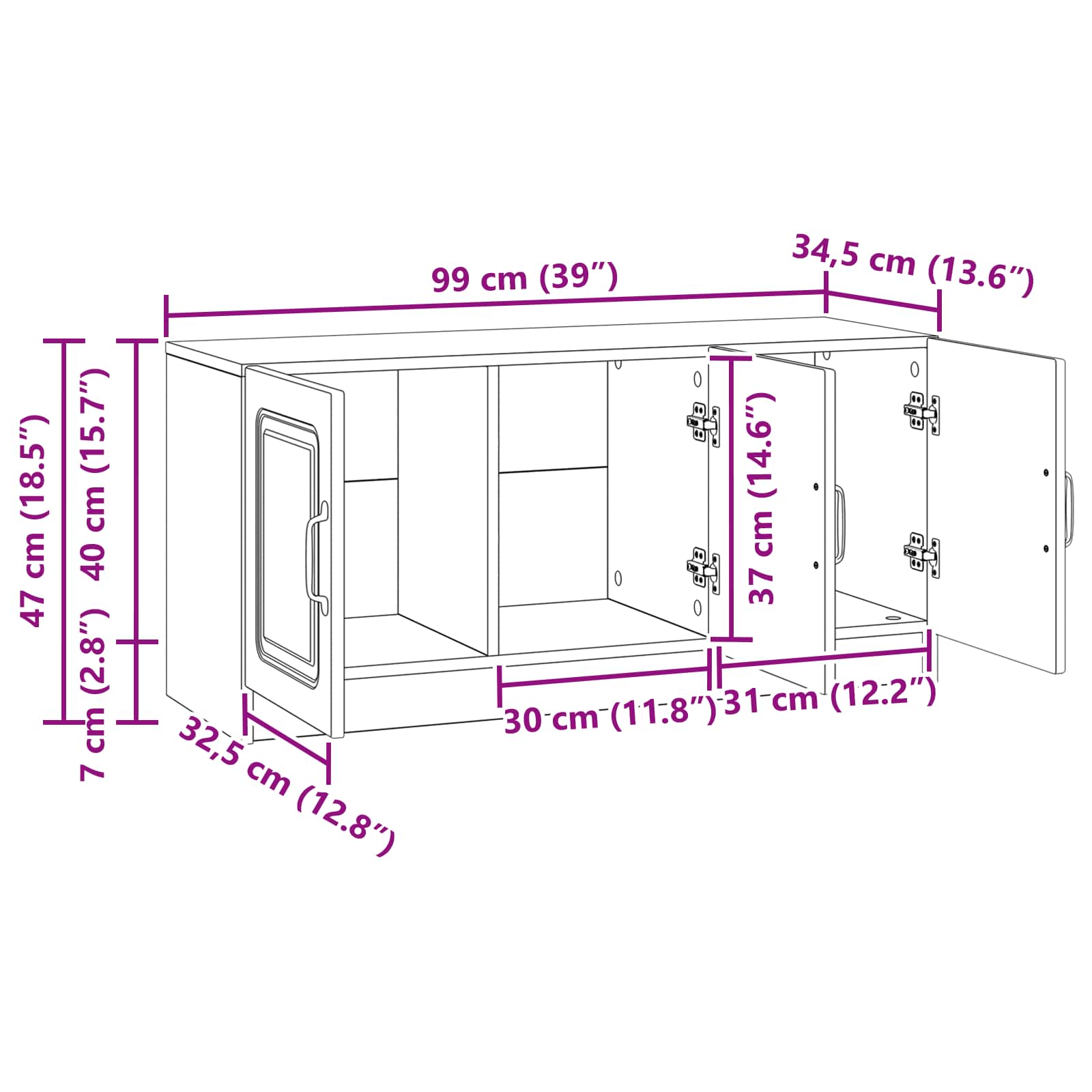 TV ormar Staro drvo 99 x 34,5 x 47 cm Konstruirano drvo