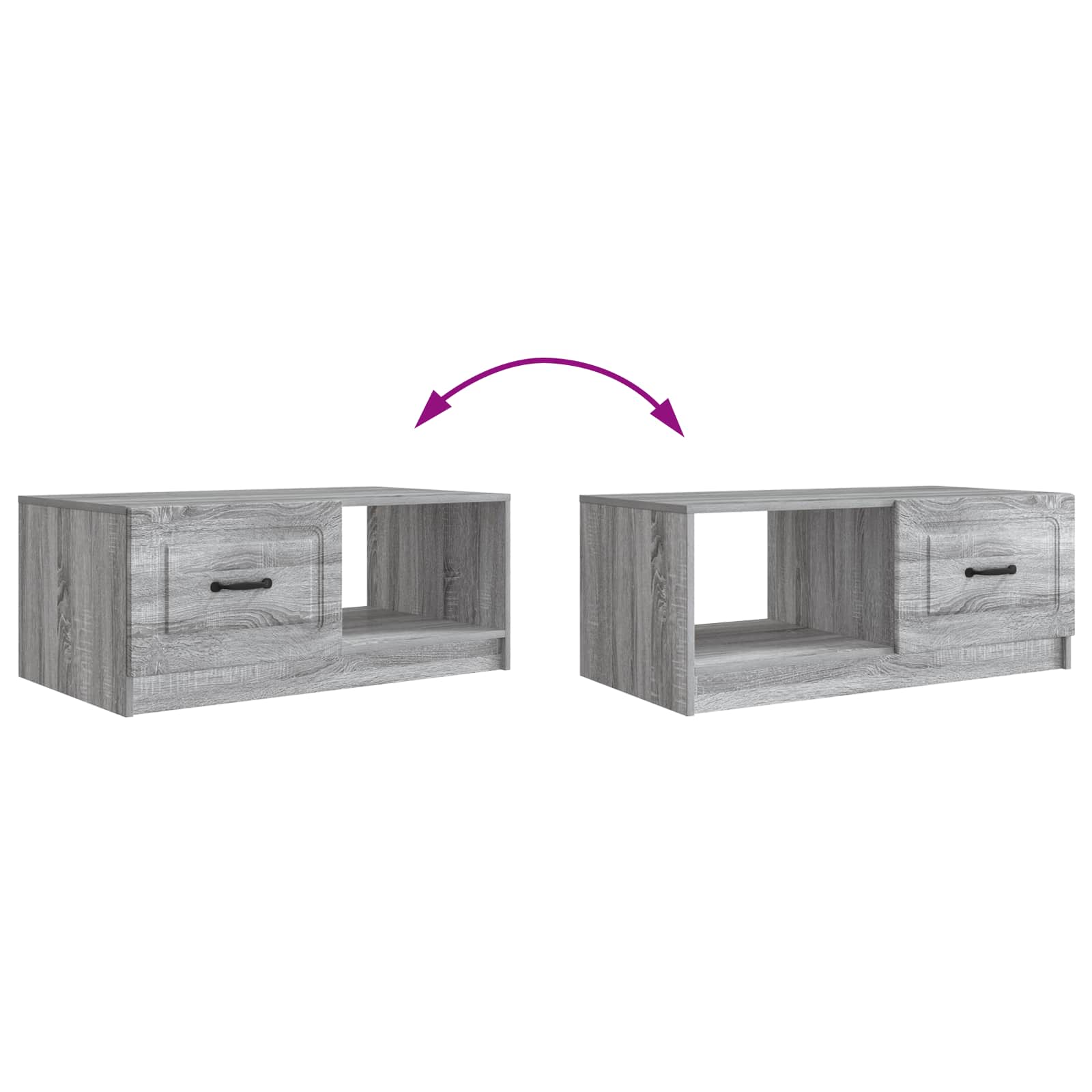 Kava Stol Siva sonoma 90 x 50 x 37 cm Konstruirano drvo