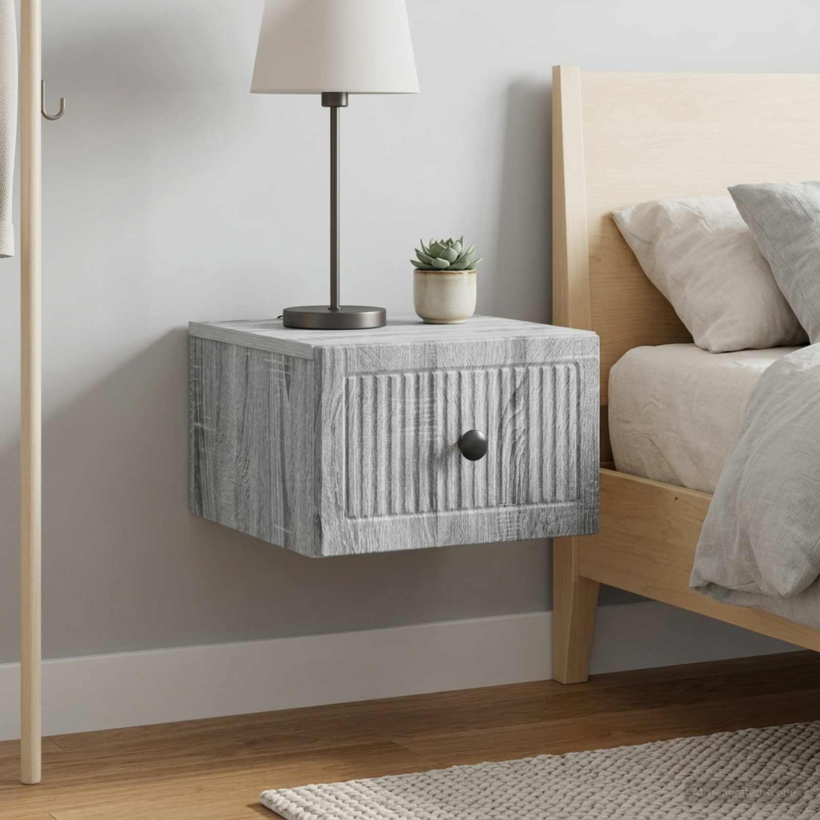 Noćni ormarić za montažu na zid s ladicama 2 pcs Siva sonoma