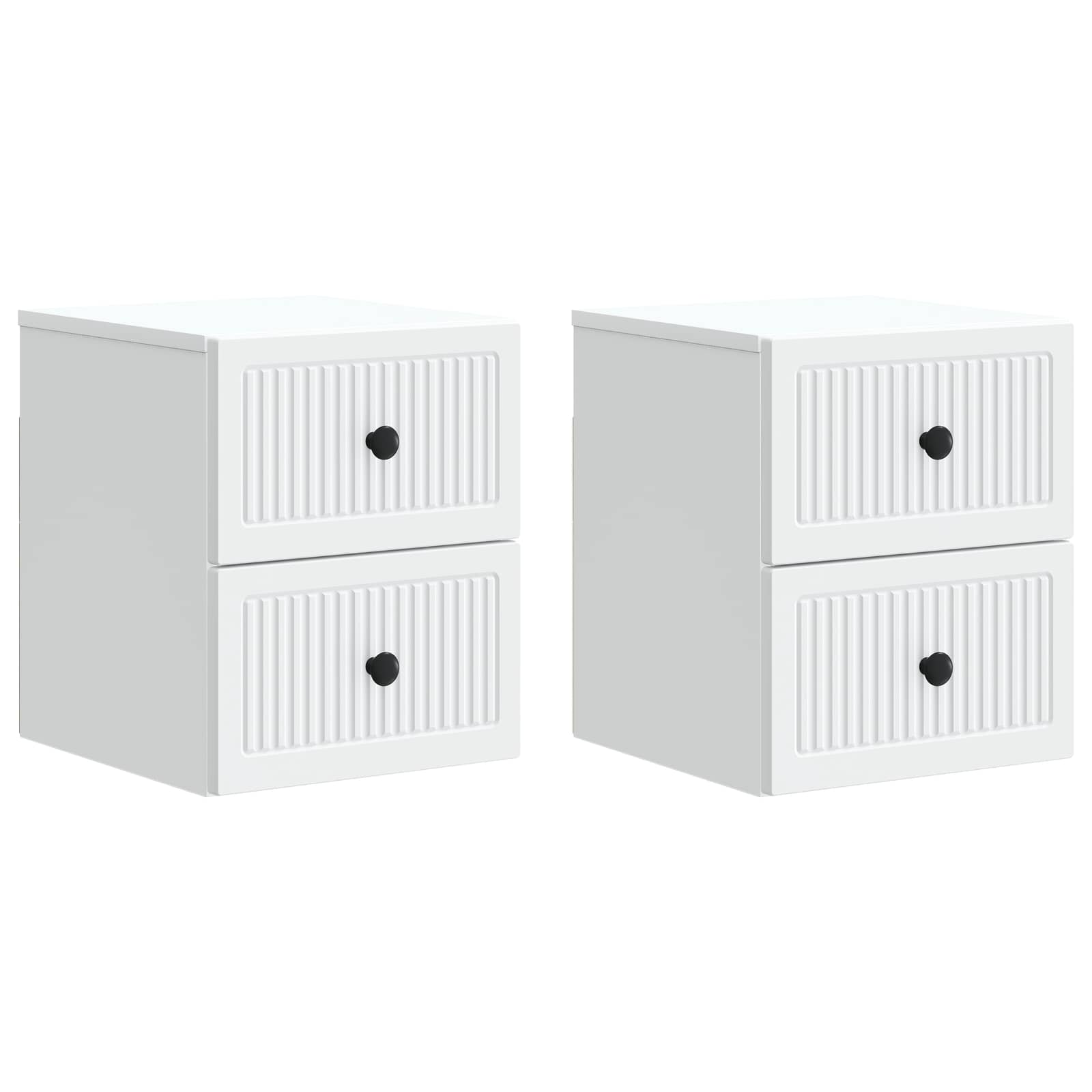 Noćni ormarić za montažu na zid 2 pcs Bijela 33 x 34,5 x 40 cm