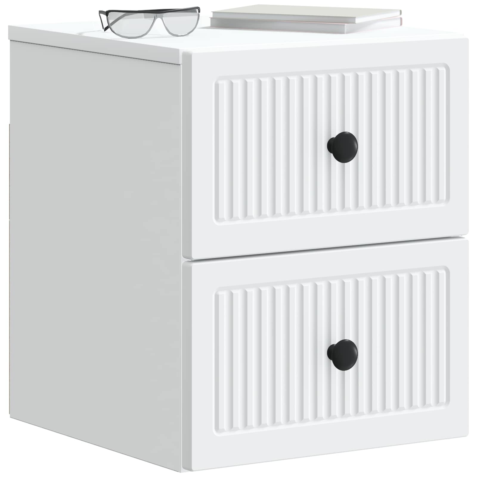 Noćni ormarić za montažu na zid 2 pcs Bijela 33 x 34,5 x 40 cm