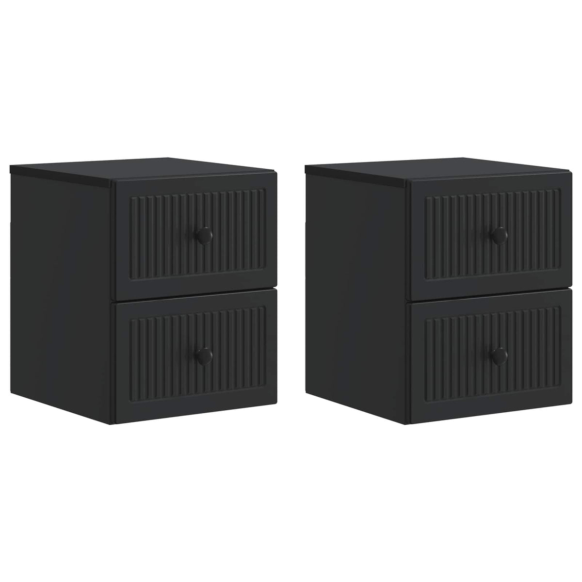 Noćni ormarić za montažu na zid 2 pcs Crna 33 x 34,5 x 40 cm