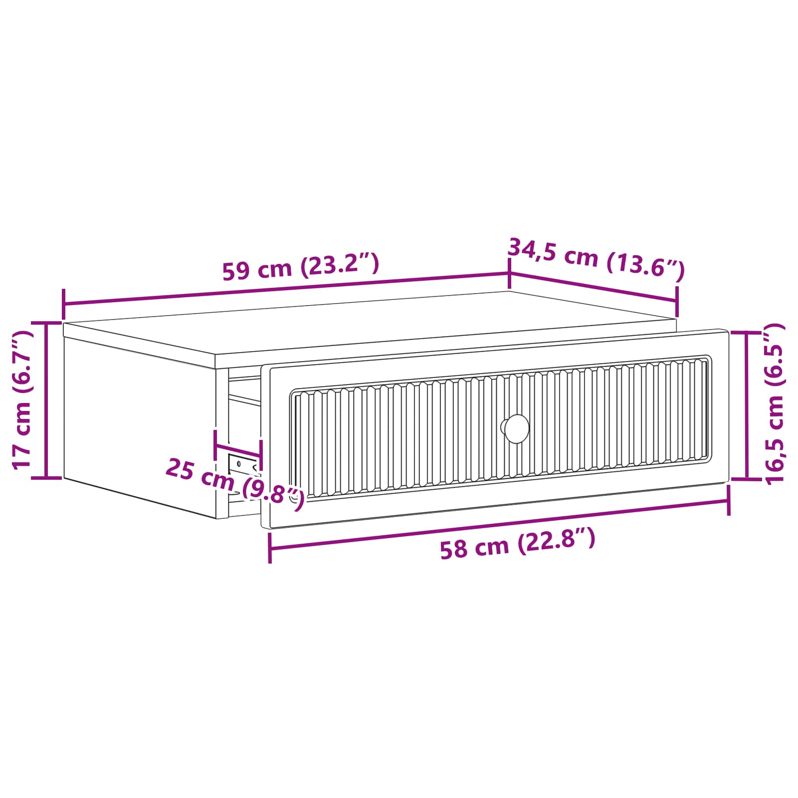 Stolna montirana na zid Staro drvo 59 x 34,5 x 17 cm